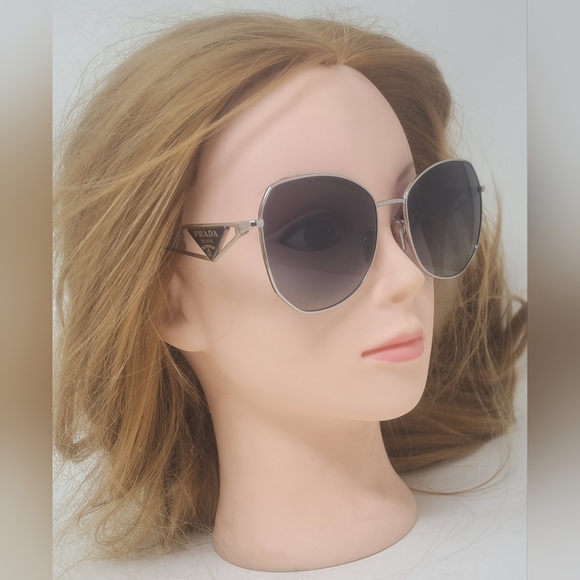 NWT Prada Women's Sunglasses SPR 57YS Silver Grey Gradient Steel Italy 57-18-140 - Picture 10 of 16